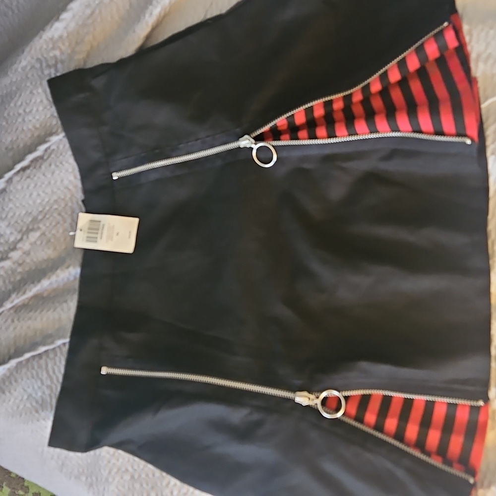 Hot Topic Black Mini Skirt with Red Stripes